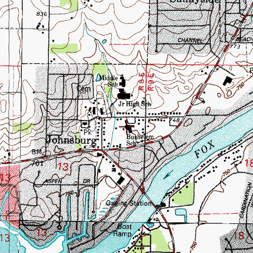 Topographic Map of James C Bush Elementary School, IL