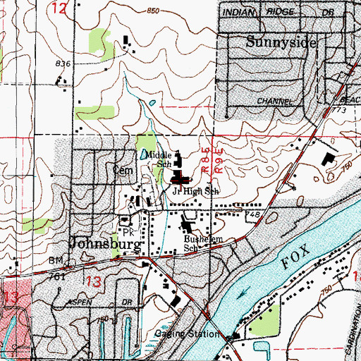 Topographic Map of Johnsburg Junior High School, IL