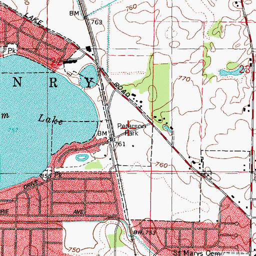 Topographic Map of Peterson Park, IL