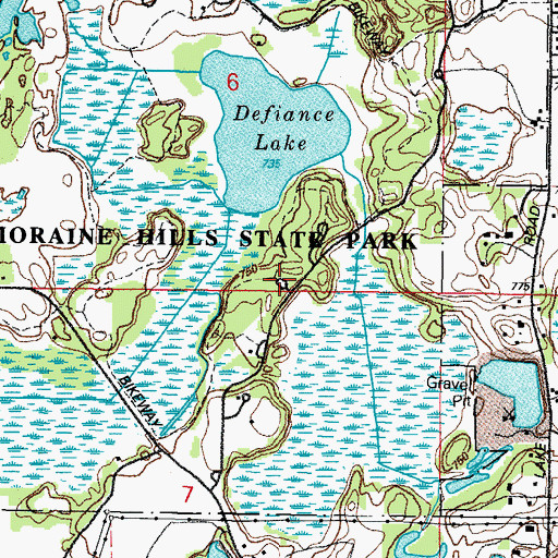 Topographic Map of Pine Hills Day Use Area, IL