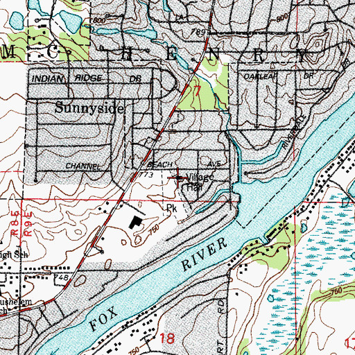 Topographic Map of Sunnyside Village Hall, IL