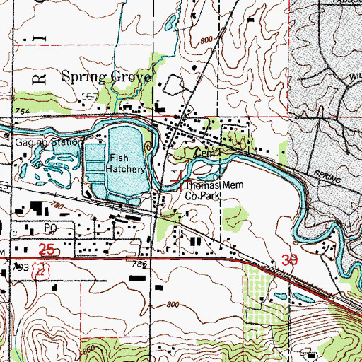 Topographic Map of Thomas Memorial County Park, IL