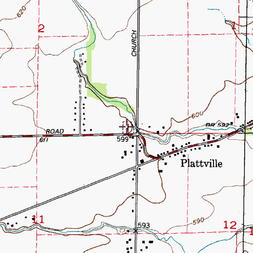Topographic Map of Plattville Cemetery, IL