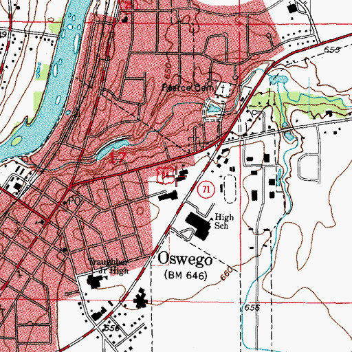Topographic Map of East View Elementary School, IL