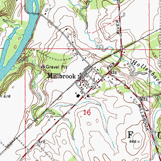 Topographic Map of Millbrook Post Office, IL