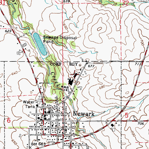 Topographic Map of Newark Elementary School, IL