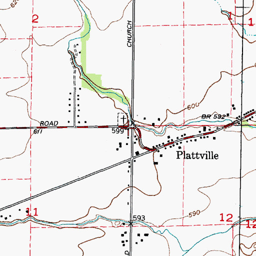 Topographic Map of Plattville United Methodist Church, IL