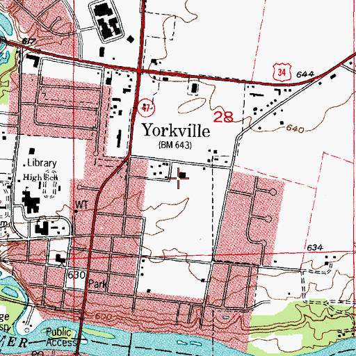 Topographic Map of Waubonsee College-Yorkville Campus, IL