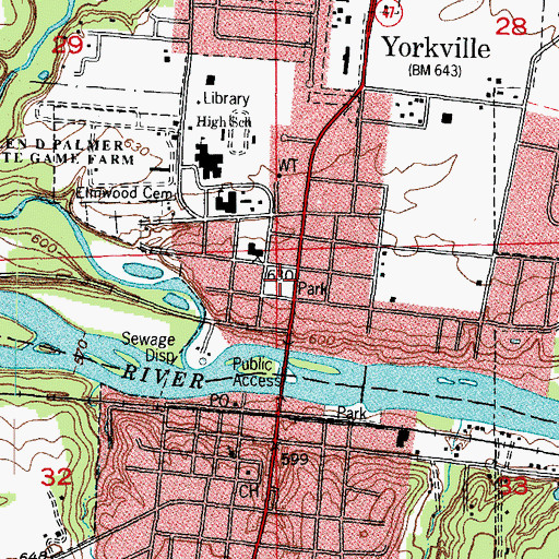Topographic Map of Yorkville City Park, IL