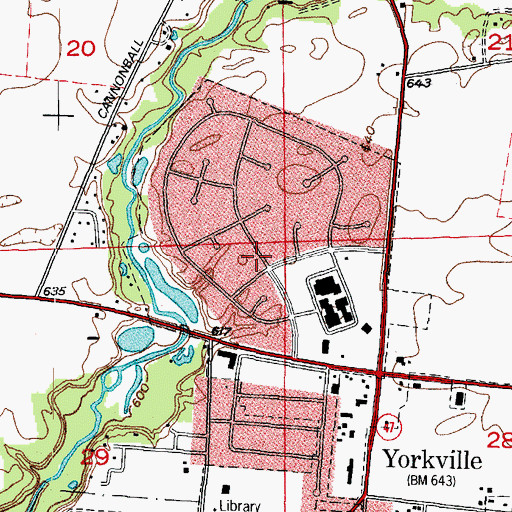 Topographic Map of Yorkville Congregational Church, IL