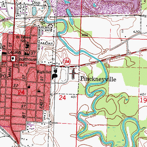 Topographic Map of Pinckneyville Middle School, IL