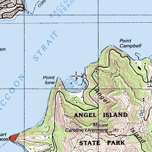 Topographic Map of Angel Island Ferry Terminal, CA