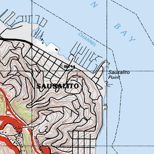 Topographic Map of Casa Madrona, CA