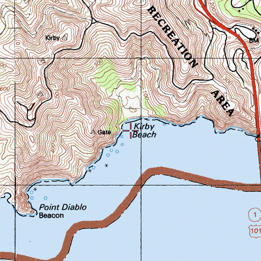 Topographic Map of Kirby Cove, CA
