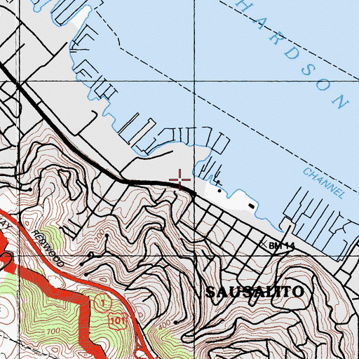 Topographic Map of Sausalito Cruising Club, CA