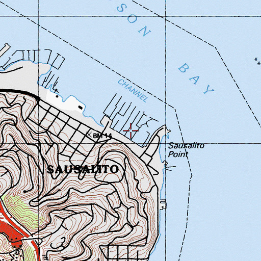 Topographic Map of Sausalito Yacht Harbor, CA