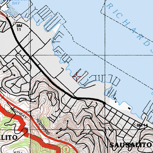 Topographic Map of South Pier, CA