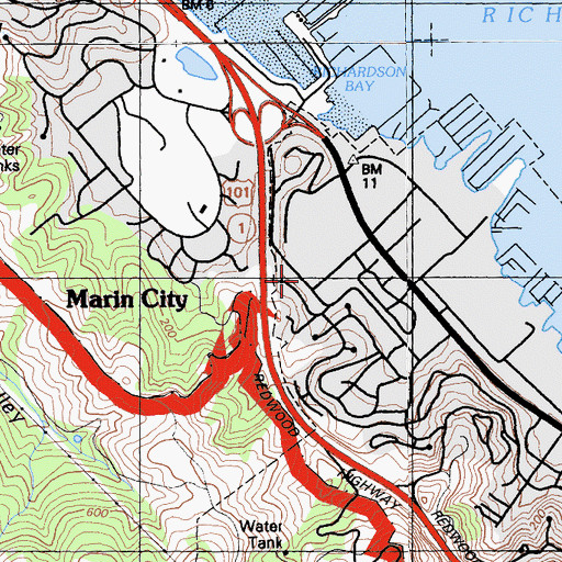 Topographic Map of Martin Luther King Junior Park, CA