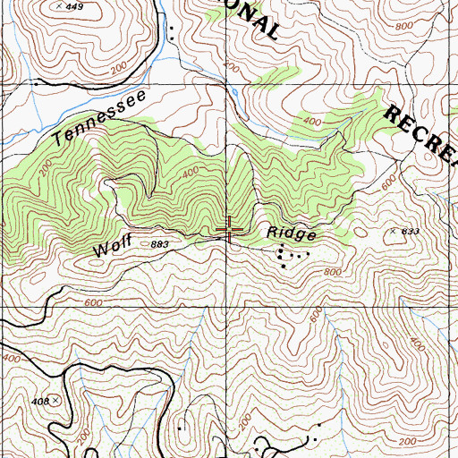 Topographic Map of Wolf Ridge Trail, CA
