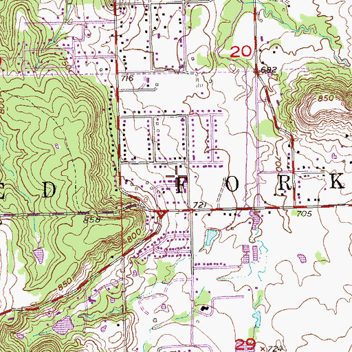 Topographic Map of Berryhill Baptist Church, OK