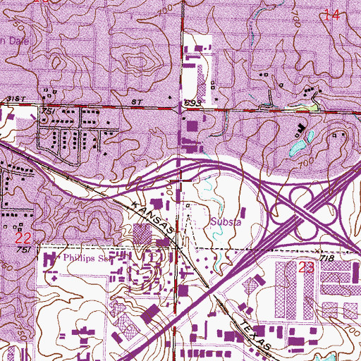 Topographic Map of Bethany Christian Church, OK