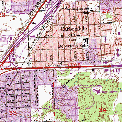 Topographic Map of Church of Christ Carbondale, OK