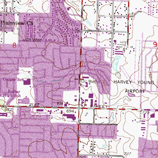 Topographic Map of Eastland Baptist Church, OK