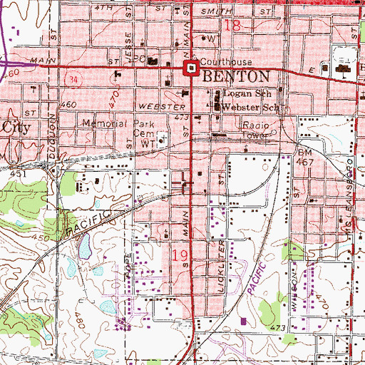 Topographic Map of Benton Christian Church, IL
