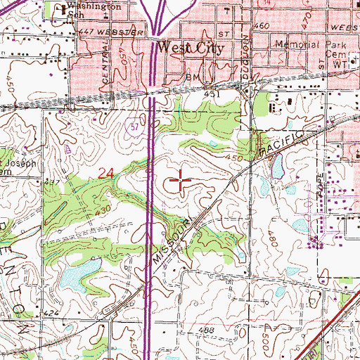 Topographic Map of Benton City Park, IL