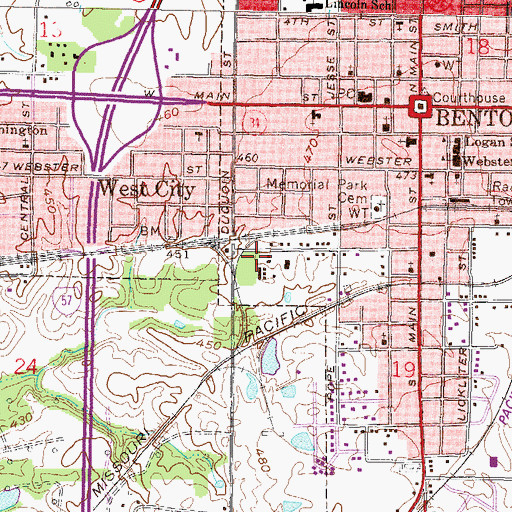 Topographic Map of Benton Civic Center, IL