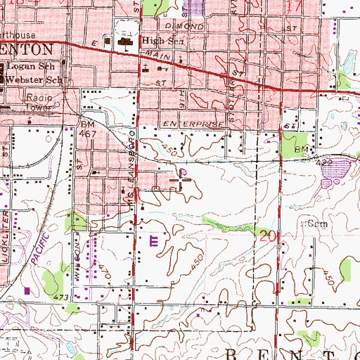 Topographic Map of Benton Middle School, IL