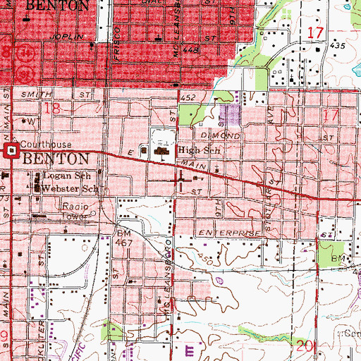 Topographic Map of East Benton Baptist Church, IL