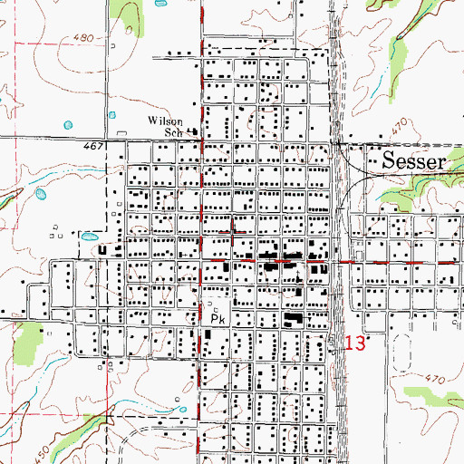 Topographic Map of First Christian Church, IL