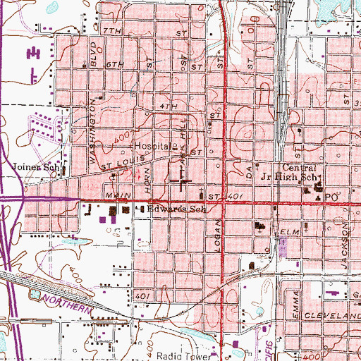 Topographic Map of First Church of God, IL