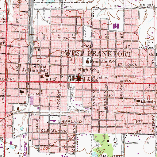Topographic Map of Frankfort High School, IL