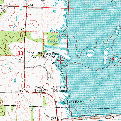 Topographic Map of Rend Lake Marina, IL