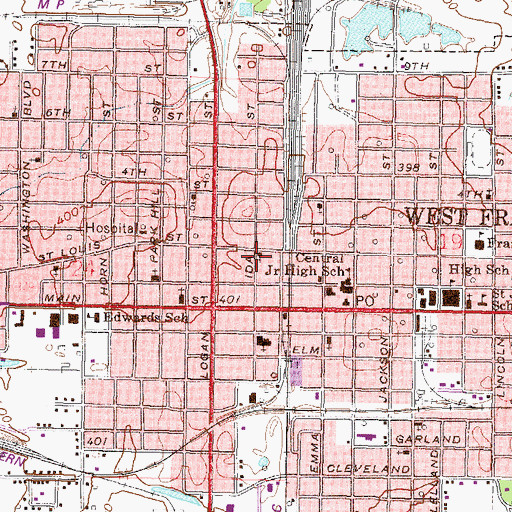 Topographic Map of Saint Marks Episcopal Church, IL