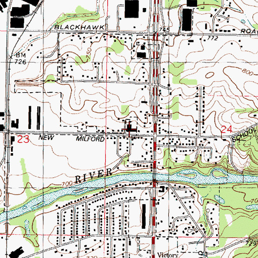 Topographic Map of New Milford Elementary School, IL