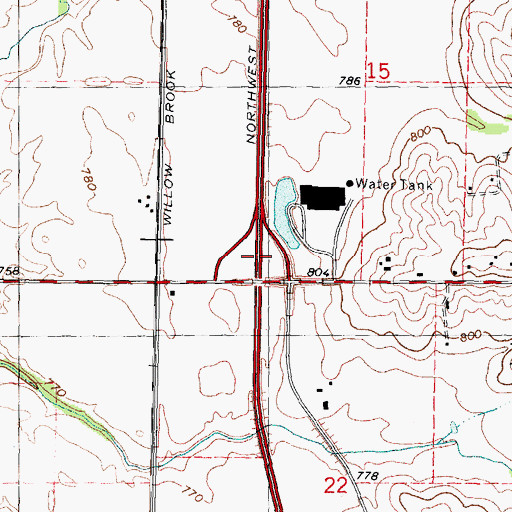 Topographic Map of Interchange 3, IL
