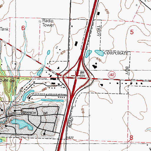 Topographic Map of Interchange 18, IL