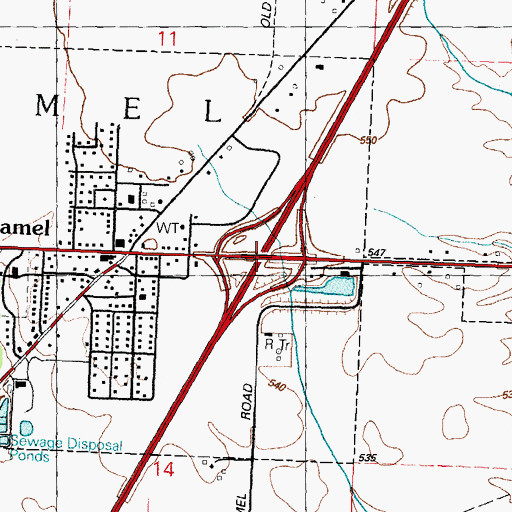 Topographic Map of Interchange 30, IL
