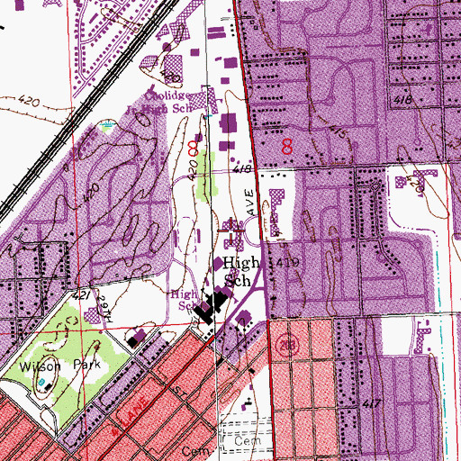 Topographic Map of Walter F Coolidge Junior High School, IL