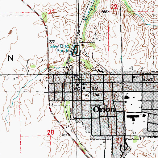 Topographic Map of Orion Post Office, IL
