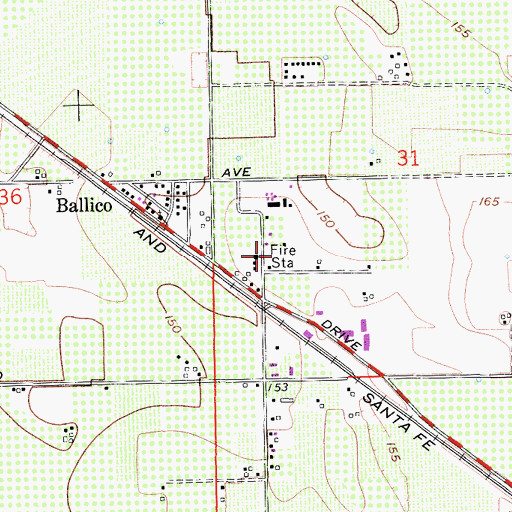 Topographic Map of Ballico Park, CA