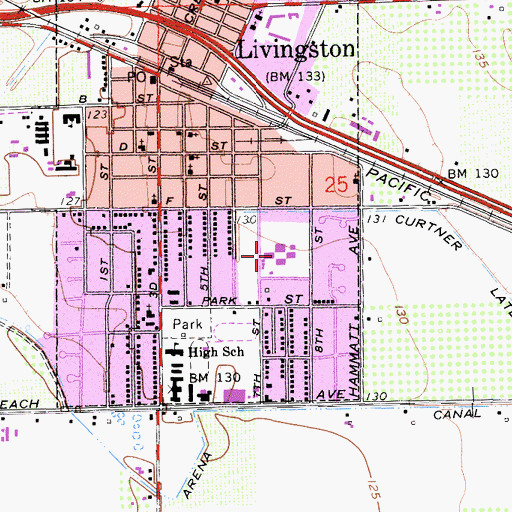 Topographic Map of Campus Park Elementary School, CA