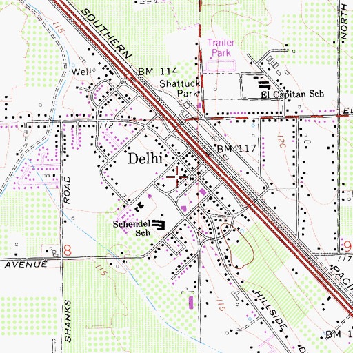 Topographic Map of Delhi Development Center, CA