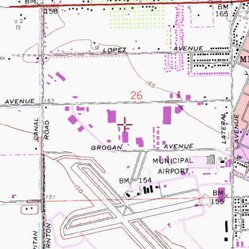 Topographic Map of Airport Industrial Park, CA