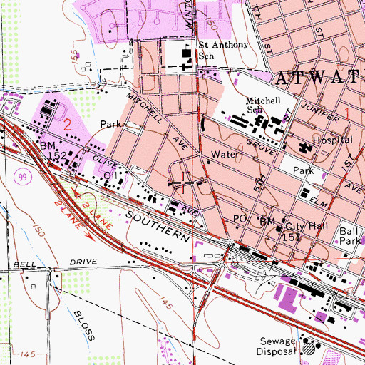 Topographic Map of Bear Creek Community Church, CA
