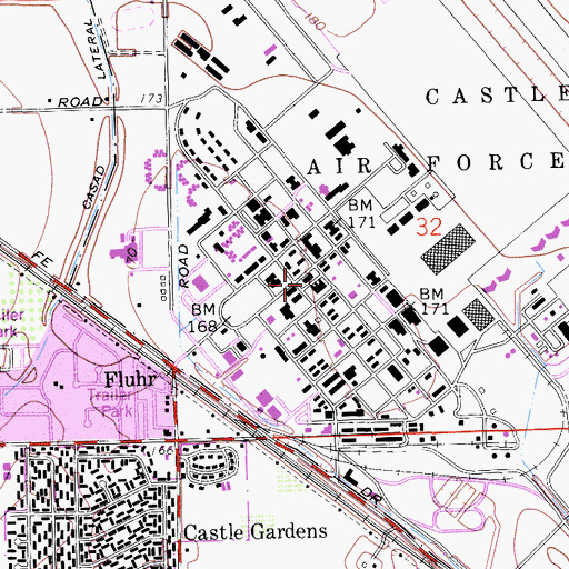 Topographic Map of Castle Air Force Base Post Office (historical), CA