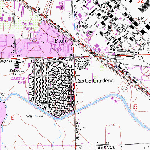 Topographic Map of Veterans Park, CA